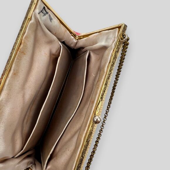 Vintage 1950s Floral Needlepoint Handbag with Chain Handle - Picture 4 of 5